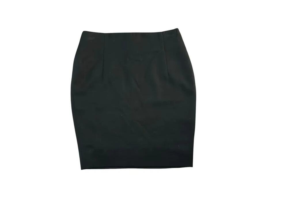 Black Pencil Mini Skirt with Pleated Front